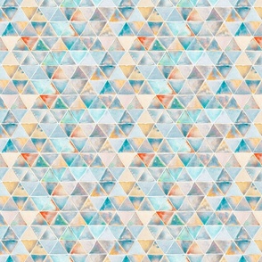 WATERCOLOR TRIANGLES blue orange SMALL