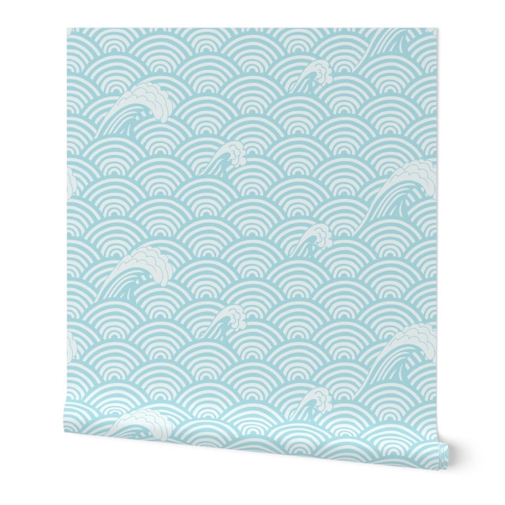 Japanese Ocean Wave Seigaiha Pattern in Wallpaper | Spoonflower