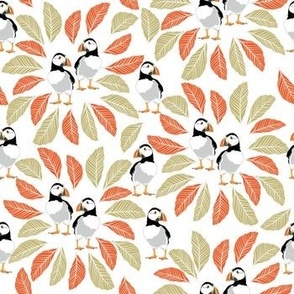 Puffin birds with orange and gold leaves  birds puffins kids animals