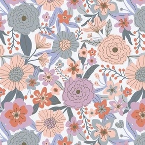 Vintage flower garden - Pastel pink and lilac  - Small scale