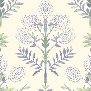 Caroline Botanical Lavender on Cream Small