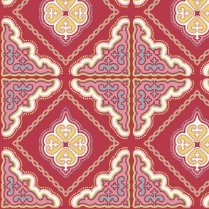 Stylized Arabic pattern in shades of coral color