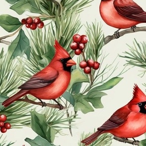 Painted Watercolor Cardinals (Medium Scale)
