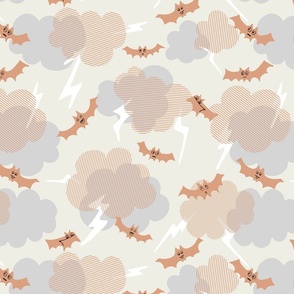 Flying bats lightning  - brown, beige, white, grey and cream    //  Big scale