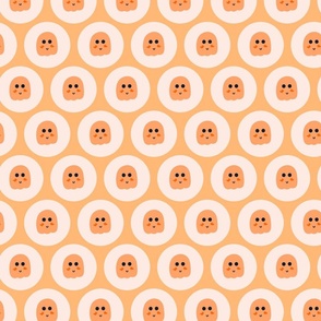 Tiny ghost geometric - orange, black and pastel orange      //  Big scale