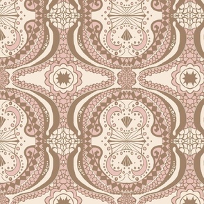 Medieval Scales and Harlequin Damask Blush Cocoa