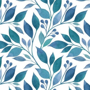 Turquoise blue watercolor branches