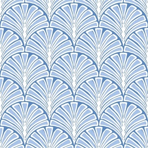 sketched scallops blue and white