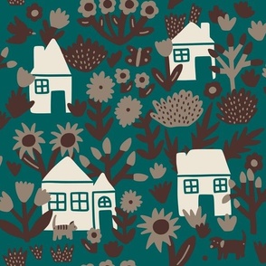 Little houses with flowers