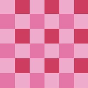 Shades of pink french checkered, pink plaid, 3 inch squares