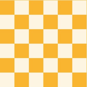 Cream white and gold yellow checkerboard, LARGE, 3 inch squares