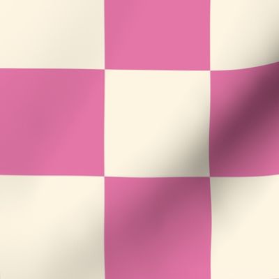 L. Cream white and pink checker, pink and off white checkerboard