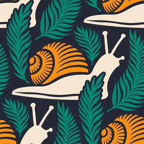 3001 A Extra large - snails and fern leaves pattern