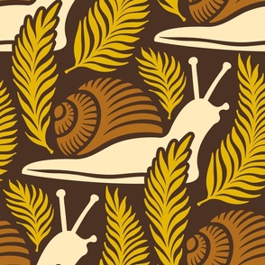 3001 D Extra large - snails and fern leaves pattern