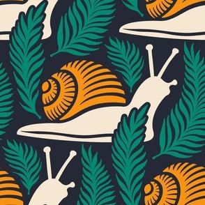 3001 A Large - snails and fern leaves pattern
