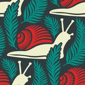 3001 B Large - snails and fern leaves pattern