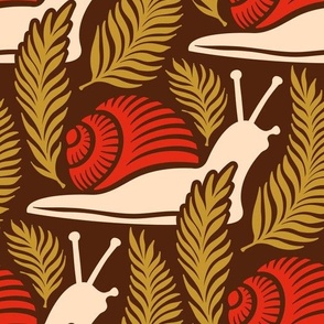 3001 C Large - snails and fern leaves pattern