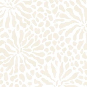 abstract boho garden - modern neutrals V on white - abstract neutral botanical wallpaper