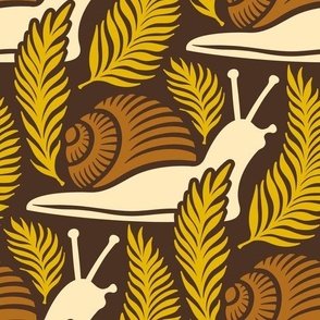 3001 D Large - snails and fern leaves pattern