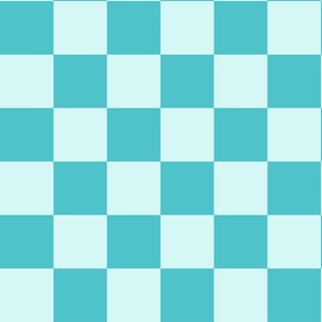 Aqua blue and baby blue checkerboard, LARGE, 3 inch squares
