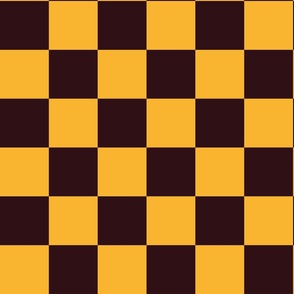 Gold yellow and brown checkerboard, LARGE, 3 inch squares