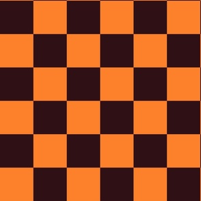Orange and brown checkerboard, LARGE, 3 inch squares