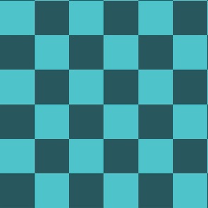 Aqua blue and teal checkerboard, LARGE, 3 inch squares