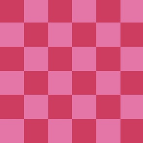 Pink and red checkerboard, ruby red plaid, 3 inch squares