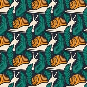 3001 A Small - snails and fern leaves pattern