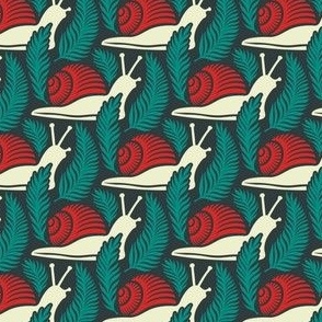 3001 B Small - snails and fern leaves pattern