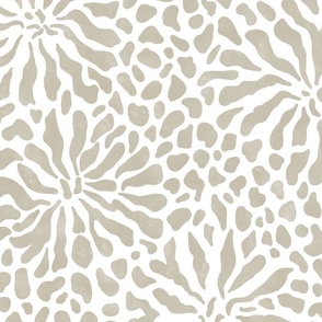 abstract boho garden - modern neutrals VII on white - abstract neutral botanical wallpaper