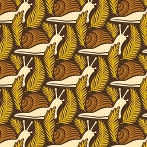 3001 D Small - snails and fern leaves pattern
