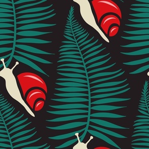 3002 A Extra large - Fern leaves and snails pattern