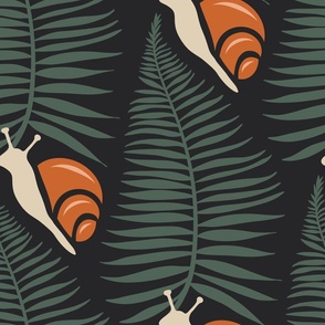 3002 B Extra large - Fern leaves and snails pattern