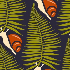 3002 C Extra large - Fern leaves and snails pattern
