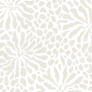 abstract boho garden - modern neutrals VIII on white - abstract neutral botanical wallpaper