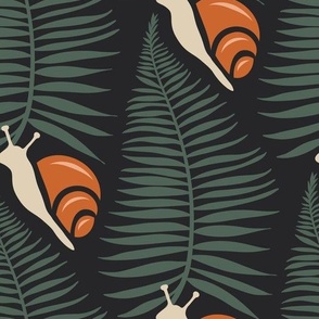 3002 B Large - Fern leaves and snails pattern