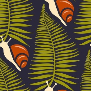 3002 C Large - Fern leaves and snails pattern