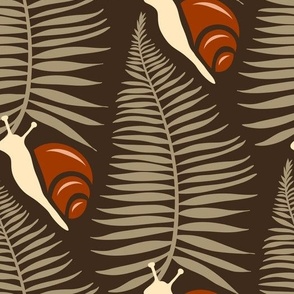 3002 D Large - Fern leaves and snails pattern