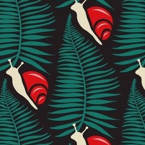 3002 A Medium - Fern leaves and snails pattern