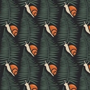 3002 B Small - Fern leaves and snails pattern