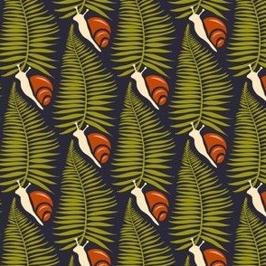 3002 C Small - Fern leaves and snails pattern
