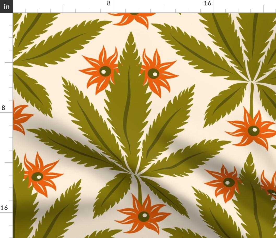 3004 E Extra large - pot leaves / marihuana leaves