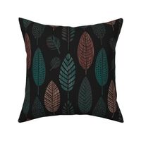 Rustic Autumn Vibe Textured Leaf Pattern Emerald Green Smaller Scale