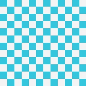 Teal blue and white checkerboard, one and a half inch  turquoise squares