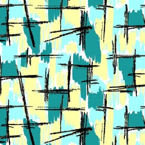 Delano blue and yellow 50s abstract