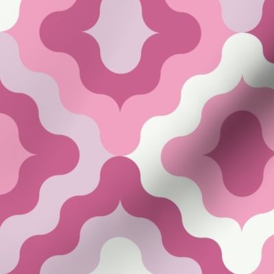 Geometric Pattern in Pink and White