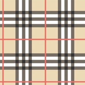 Fall Plaid - Pattern Fabric Tan, Black, Red, White -LAD20