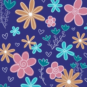 Sketch Flowers Blue