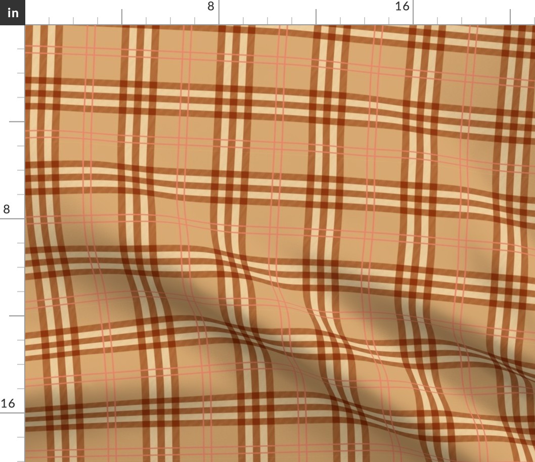 Fall Plaid - Pattern Fabric Brown, Tan, Rust, Dark Orange- LAD20 - Winter Plaid, Spring Plaid, Summer Plaid